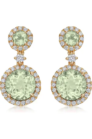 Kiki Mcdonough 18ct Yellow Gold 0.36ct Diamond & Green Amethyst Earrings