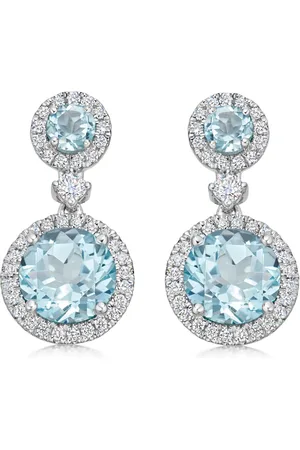 Kiki Mcdonough 18ct White Gold 0.36ct Diamond & Blue Topaz Earrings