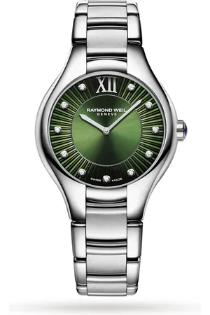 Raymond Weil Noemia Green Dial Stainless Steel Diamond Watch 32mm