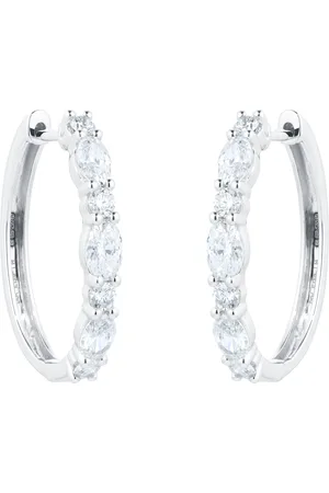 GOLDSMITHS 18ct White Gold 2.25ct Diamond Oval Hoop Earrings