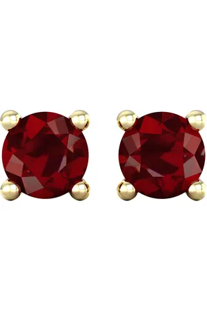 By Request 9ct Yellow Gold 4 Claw Garnet Stud Earrings