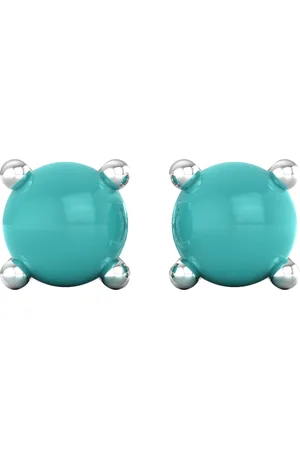 By Request 9ct White Gold 4 Claw Turquoise Stud Earrings