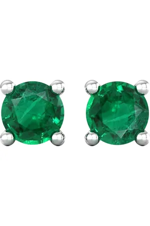 By Request 9ct White Gold 4 Claw Emerald Stud Earrings