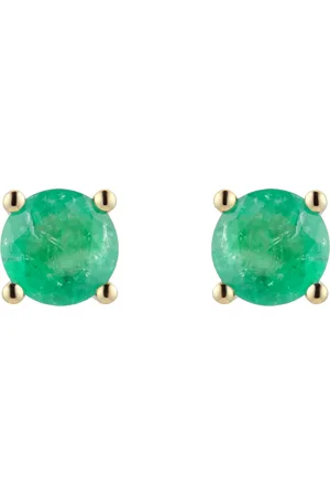 By Request 9ct Yellow Gold 4 Claw Emerald Stud Earrings