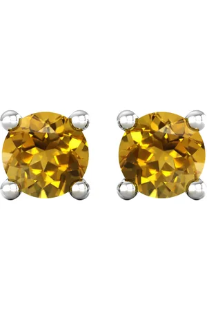 By Request 9ct White Gold 4 Claw Citrine Stud Earrings