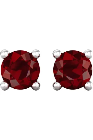 By Request 9ct White Gold 4 Claw Garnet Stud Earrings