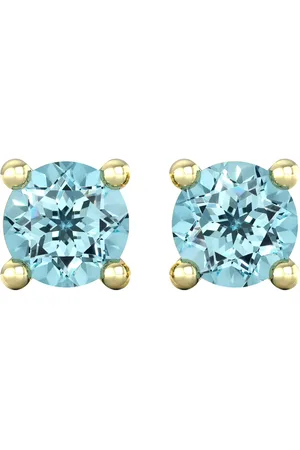 By Request 9ct Yellow Gold 4 Claw Aquamarine Stud Earrings
