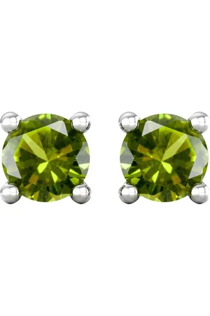 By Request 9ct White Gold 4 Claw Peridot Stud Earrings