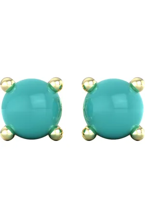 By Request 9ct Yellow Gold 4 Claw Turquoise Stud Earrings