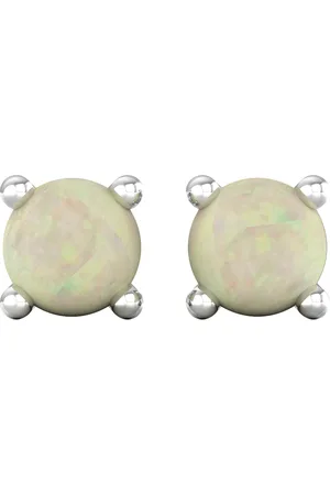By Request 9ct White Gold 4 Claw Opal Stud Earrings