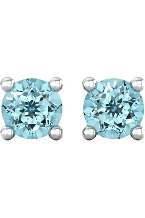 By Request 9ct White Gold 4 Claw Aquamarine Stud Earrings