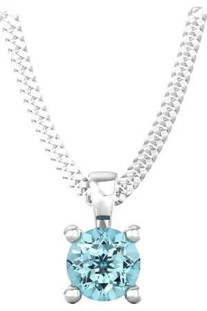 By Request 9ct White Gold 4 Claw Aquamarine Pendant & Chain