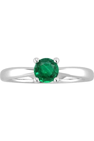 By Request 9ct White Gold 4 Claw Emerald Ring - Ring Size J