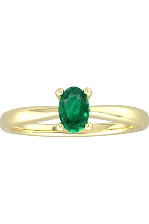 By Request 9ct Yellow Gold 4 Claw Oval Emerald Ring - Ring Size A