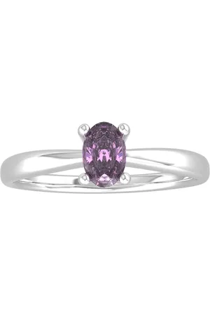 By Request 9ct White Gold 4 Claw Oval Amethyst Ring - Ring Size A