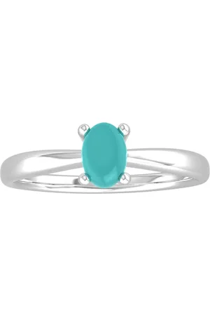 By Request 9ct White Gold 4 Claw Oval Turquoise Ring - Ring Size K