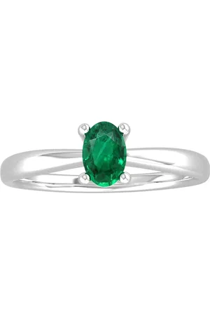 By Request 9ct White Gold 4 Claw Oval Emerald Ring - Ring Size K