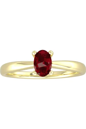 By Request 9ct Yellow Gold 4 Claw Oval Garnet Ring - Ring Size A