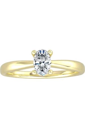 By Request 9ct Yellow Gold 4 Claw Oval 0.40ct Diamond Ring - Ring Size A