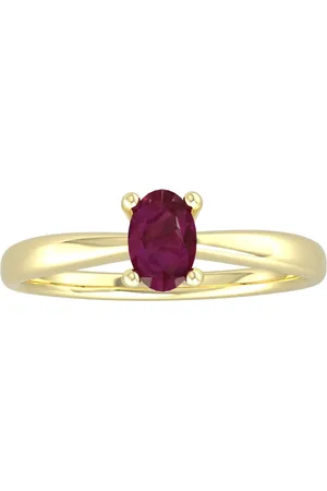 By Request 9ct Yellow Gold 4 Claw Oval Ruby Ring - Ring Size A
