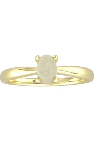 By Request 9ct Yellow Gold 4 Claw Oval Opal Ring - Ring Size T