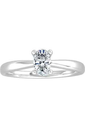 By Request 9ct White Gold 4 Claw Oval 0.40ct Diamond Ring - Ring Size A