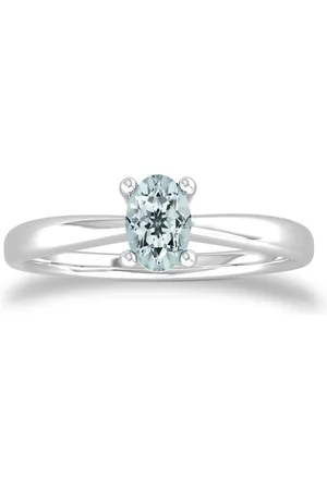 By Request 9ct White Gold 4 Claw Oval Aquamarine Ring