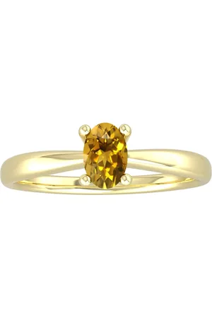 By Request 9ct Yellow Gold 4 Claw Oval Citrine Ring - Ring Size A