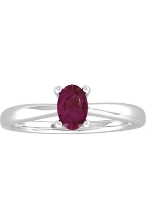 By Request 9ct White Gold 4 Claw Oval Ruby Ring - Ring Size M.5