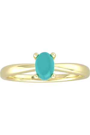 By Request 9ct Yellow Gold 4 Claw Oval Turquoise Ring - Ring Size A