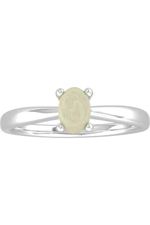 By Request 9ct White Gold 4 Claw Oval Opal Ring - Ring Size D