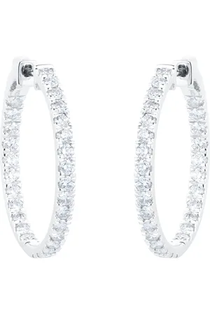 GOLDSMITHS 18ct White Gold 2.00cttw Diamond Hoop Earrings