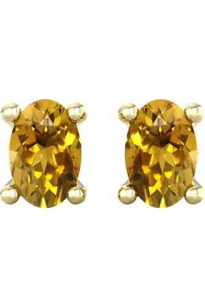 By Request 9ct Yellow Gold 4 Claw Oval Cut Citrine Stud Earrings
