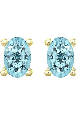 By Request 9ct Yellow Gold 4 Claw Oval Cut Aquamarine Stud Earrings