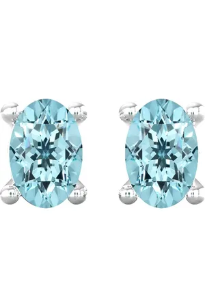 By Request 9ct White Gold 4 Claw Oval Cut Aquamarine Stud Earrings