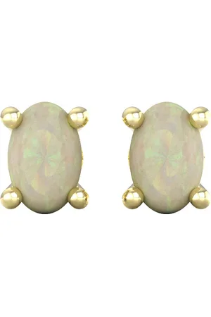 By Request 9ct Yellow Gold 4 Claw Oval Cut Opal Stud Earrings