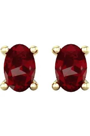 By Request 9ct Yellow Gold 4 Claw Oval Cut Garnet Stud Earrings
