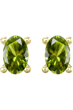 By Request 9ct Yellow Gold 4 Claw Oval Cut Peridot Stud Earrings