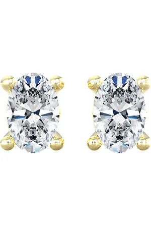 By Request 9ct Yellow Gold 4 Claw Oval Cut 0.80ct Diamond Stud Earrings