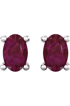 By Request 9ct White Gold 4 Claw Oval Cut Ruby Stud Earrings