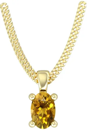 By Request 9ct Yellow Gold 4 Claw Oval Cut Citrine Pendant & Chain