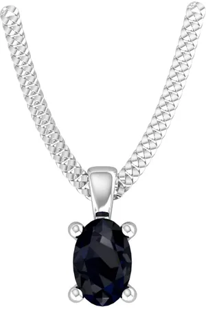 By Request 9ct White Gold 4 Claw Oval Cut Sapphire Pendant & Chain