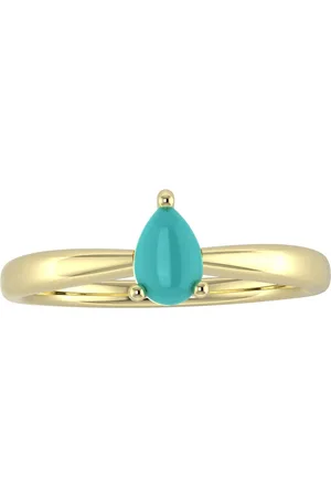 By Request 9ct Yellow Gold 4 Claw Pear Cut Turquoise Ring - Ring Size A