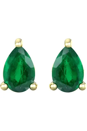By Request 9ct Yellow Gold 4 Claw Pear Cut Emerald Stud Earrings