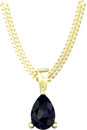 By Request 9ct Yellow Gold 4 Claw Pear Cut Sapphire Pendant & Chain