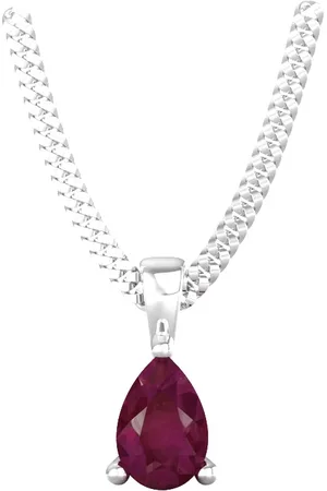 By Request 9ct White Gold 4 Claw Pear Cut Ruby Pendant & Chain