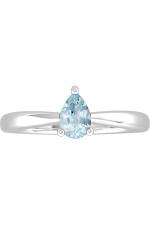 By Request 9ct White Gold 4 Claw Pear Cut Aquamarine Ring - Ring Size A