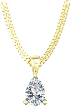 By Request 9ct Yellow Gold 4 Claw Pear Cut 0.40ct Diamond Pendant & Chain
