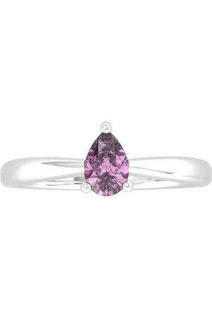 By Request 9ct White Gold 4 Claw Pear Cut Amethyst Ring - Ring Size A