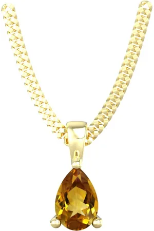 By Request 9ct Yellow Gold 4 Claw Pear Cut Citrine Pendant & Chain
